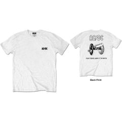 AC/DC: About To Rock (Back Print) - White T-Shirt