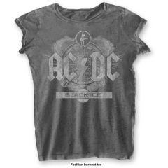 AC/DC: Black Ice (Burnout) - Ladies Charcoal Grey T-Shirt