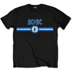 AC/DC: Blue Logo & Stripe - Black T-Shirt