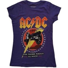 AC/DC: For Those About To Rock '81 - Ladies Purple T-Shirt