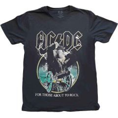 AC/DC: For Those About To Rock Yellow Outlines - Black T-Shirt