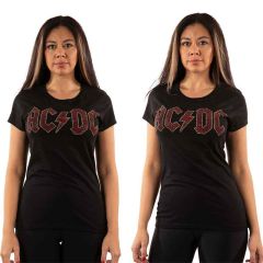 AC/DC: Full Colour Logo (Embellished) - Ladies Black T-Shirt