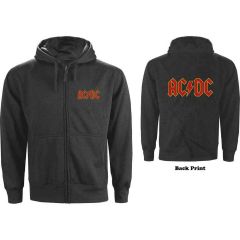 AC/DC: Logo (Back Print) - Charcoal Grey Zip-up Hoodie