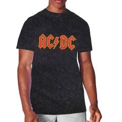 AC/DC: Logo (Snow Wash, Dye Wash) - Black T-Shirt