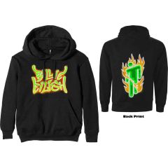 Billie Eilish: Airbrush Flames Blohsh (Back Print) - Black Pullover Hoodie