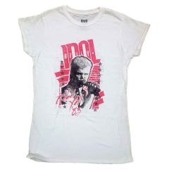 Billy Idol: Rebel Yell - Ladies White T-Shirt