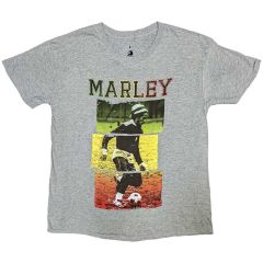 Bob Marley: Football Text - Grey T-Shirt