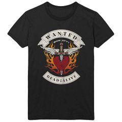 Bon Jovi: Wanted Flames - Black T-Shirt