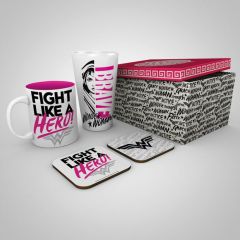 DC Comics: Fight Like A Hero Mug, 400ml Glass & 2 Coasters Collectable Gift Box