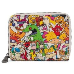 Loungefly Nickelodeon: Nick Rewind Gang All Over Print Zip Around Purse