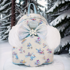 Loungefly: Disney Mickey and Friends Winter Wonderland AOP Mini Backpack with Headband