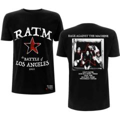 Rage Against The Machine: Battle Star (Back Print) Black T-Shirt