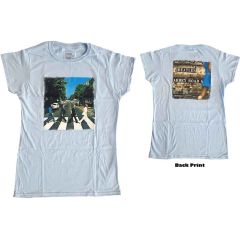 The Beatles: Abbey Road (Back Print) - Ladies Light Blue T-Shirt