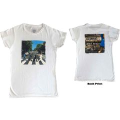 The Beatles: Abbey Road (Back Print) - Ladies White T-Shirt