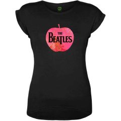 The Beatles: Apple Logo (Embellished) - Ladies Black T-Shirt