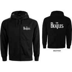 The Beatles: Drop T Logo (Back Print) - Ladies Black Zip-up Hoodie