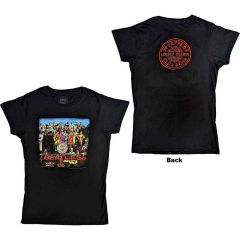 The Beatles: Sgt Pepper (Back Print) - Ladies Black T-Shirt