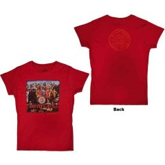 The Beatles: Sgt Pepper (Back Print) - Ladies Scarlet Red T-Shirt