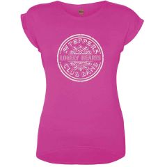 The Beatles: Sgt Pepper Drum (Embellished) - Ladies Pink T-Shirt