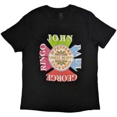 The Beatles: Sgt Pepper Drum & Names - Black T-Shirt