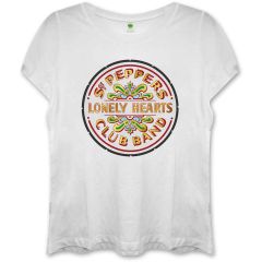 The Beatles: Sgt Pepper (Skinny Fit) - Ladies White T-Shirt