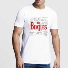 The Beatles: Titles & Logos (Hi-Build, Puff Print) - White T-Shirt