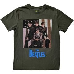 The Beatles: US Flag Photo - Green T-Shirt