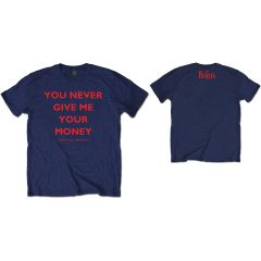 The Beatles: You Never Give Me Your Money (Back Print) - Navy Blue T-Shirt