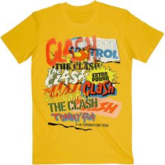 The Clash: Singles Collage Text - Yellow T-Shirt