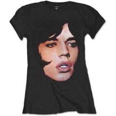 The Rolling Stones: Mick Portrait - Ladies Black T-Shirt