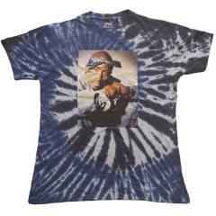 Tupac: Blue Photo Swirl (Dye Wash, Tie Dye) - Blue T-Shirt