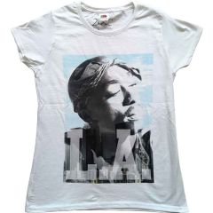 Tupac: LA Skyline - Ladies White T-Shirt