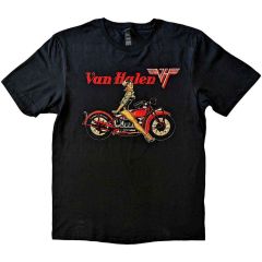 Van Halen: Pin-up Motorcycle - Black T-Shirt