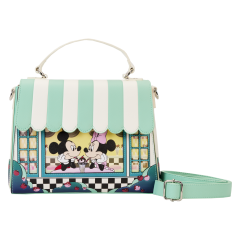 Loungefly Disney: Mickey and Minnie Date Night Diner AOP Nylon Crossbody Bag