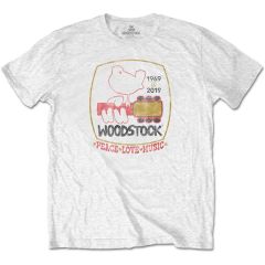 Woodstock: Peace Love Music - White T-Shirt