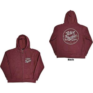 Alice In Chains: Circle Emblem (Back Print) - Maroon Red Zip-up Hoodie