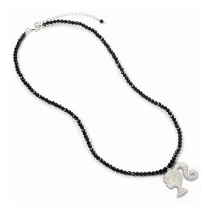 Barbie: Silhouette Pendant & Necklace on Black Onyx Bead (Sterling Silver) Preorder