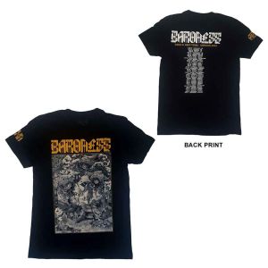 Baroness: Gold & Grey Date back (Back Print) - Black T-Shirt