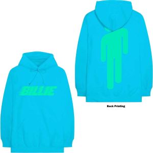 Billie Eilish: Logo & Blohsh (Back Print) - Neon Blue Pullover Hoodie