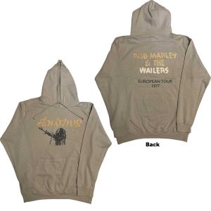 Bob Marley: Exodus Mic Photo Wailers Tour 77 (Back Print,Hi-Build) - Sand Pullover Hoodie