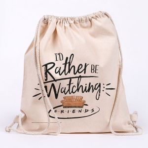 Friends: Rather Be Watching Draw String Canvas Eco Bag