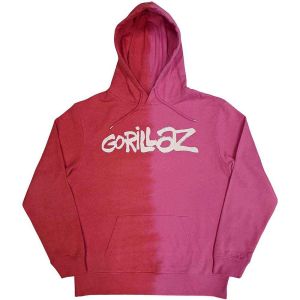 Gorillaz: Two-Tone Brush Logo (Dye Wash) - Red Pullover Hoodie