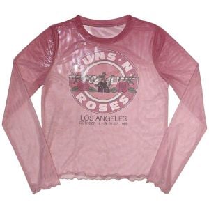 Guns N' Roses: Bullet Seal (Mesh, Sublimation Print) - Pink Ladies Long Sleeve T-Shirt