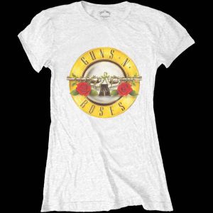 Guns N' Roses: Classic Bullet Logo (Skinny Fit) - Ladies White T-Shirt