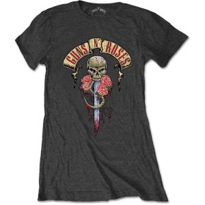 Guns N' Roses: Dripping Dagger - Ladies Charcoal Grey T-Shirt