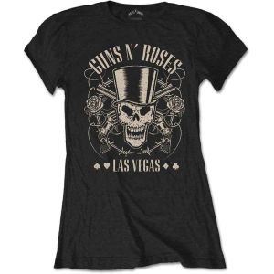 Guns N' Roses: Top Hat, Skull & Pistols Las Vegas - Ladies Black T-Shirt