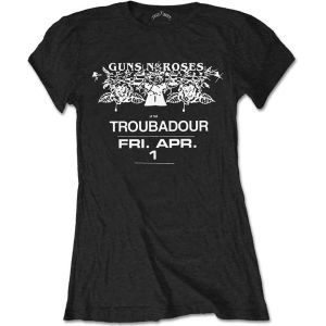 Guns N' Roses: Troubadour Flyer - Ladies Black T-Shirt