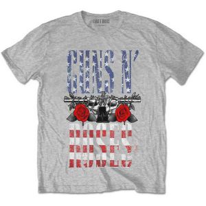 Guns N' Roses: US Flag in Logo - Heather Grey T-Shirt