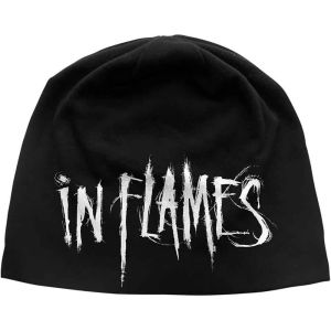 In Flames: Logo (Discharge Print) - Black Beanie Hat