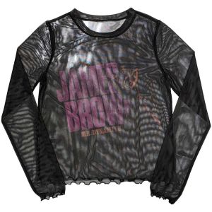 James Brown: Mr Dynamite (Mesh, Sublimation Print) - Black Ladies Long Sleeve T-Shirt